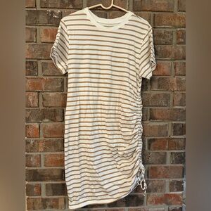 Universal Thread White and Tan Striped Dress
